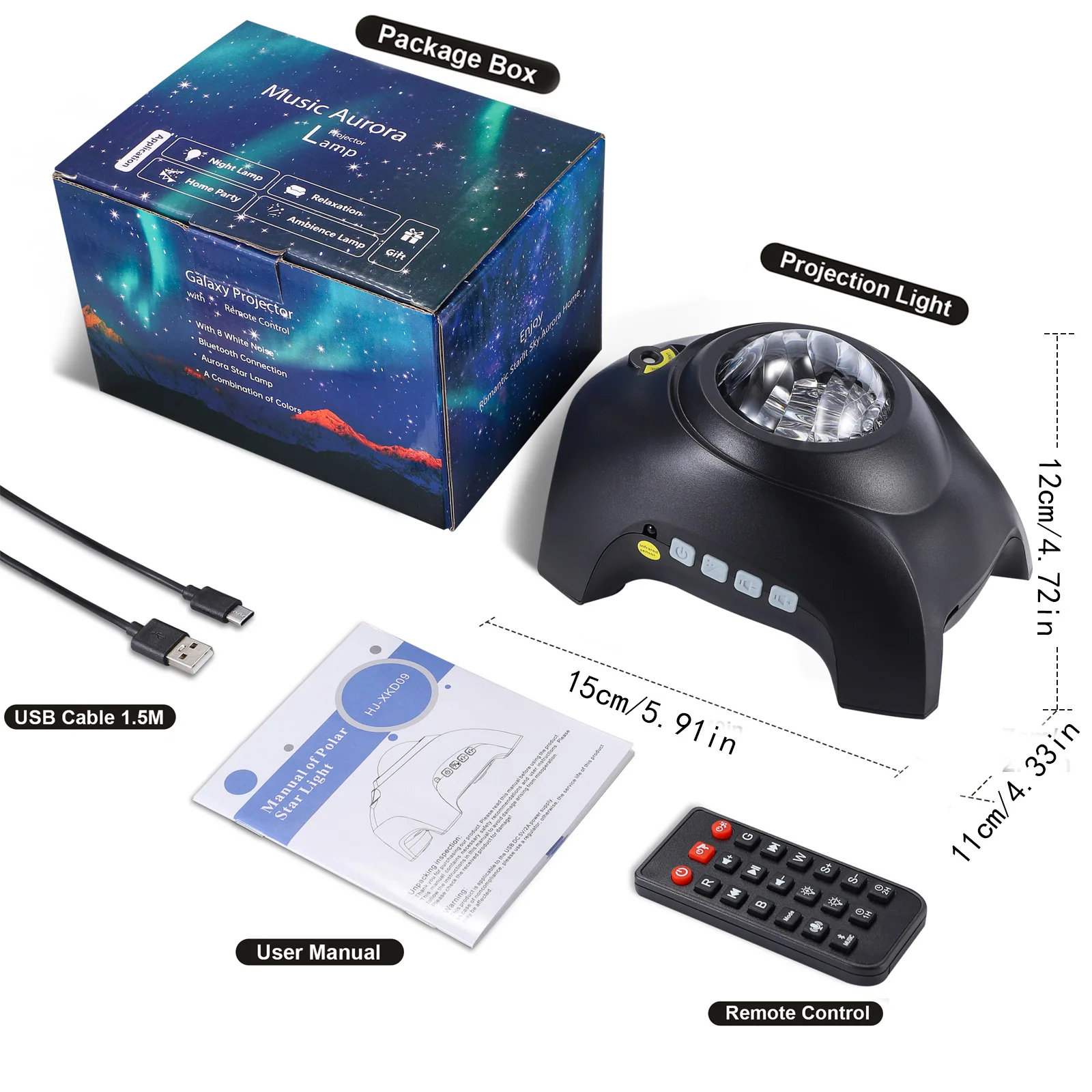 aurora projector night lights led star projector for bedroom nebula lamp remote control white noises bluetooth speaker-1
