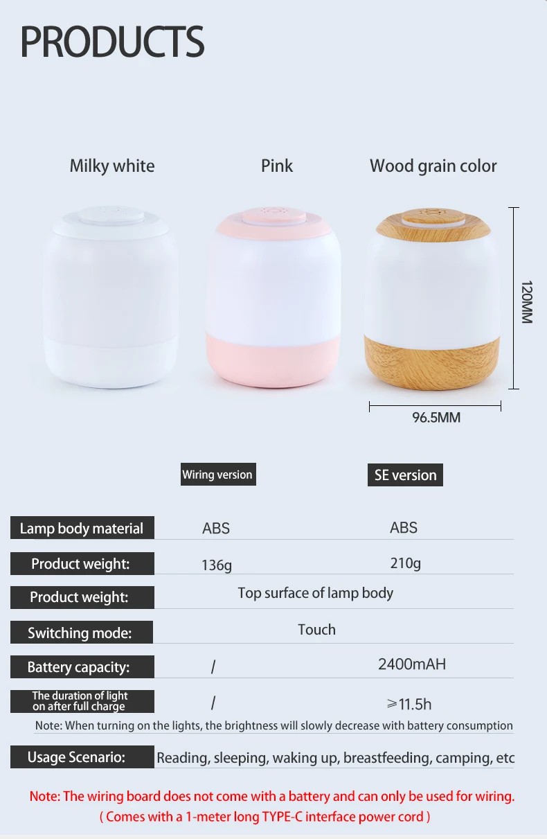 touch lamp night lights usb led table lamp bedside lamp bedroom lamp with touch sensor portable read book lights for kids gifts-9