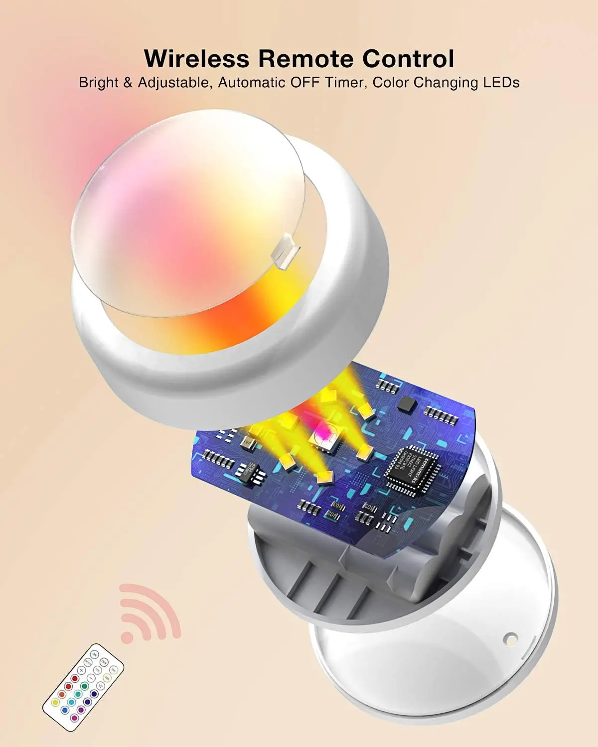 battery powered interior closet light led puck lamp remote control 13 colors decoration for wardrobe under cabinet night light-3