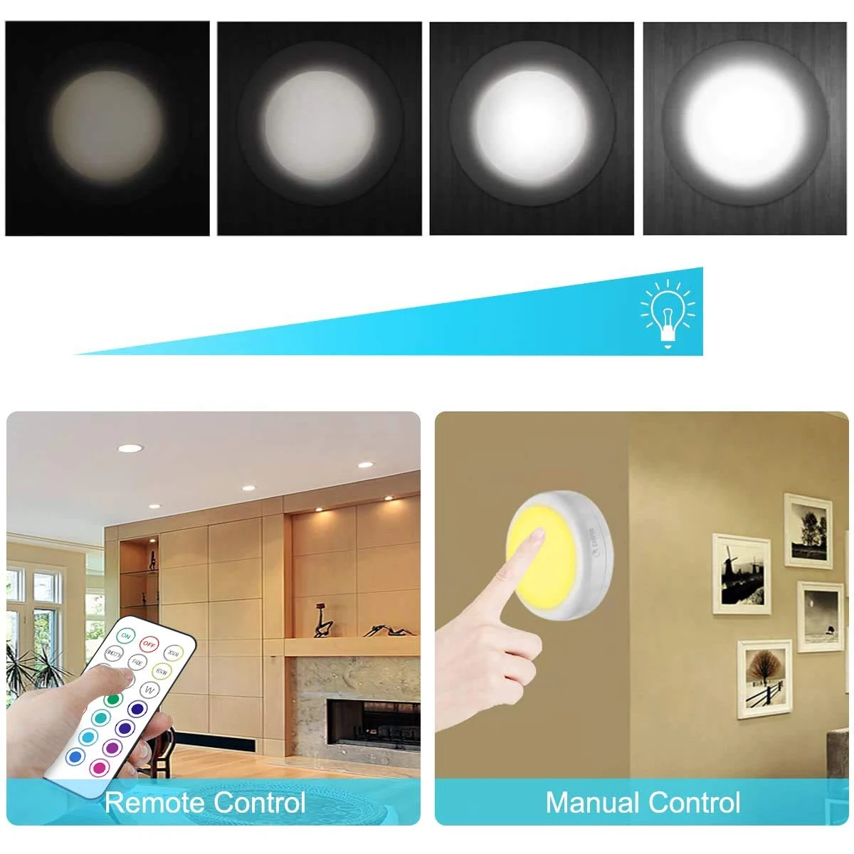 battery powered interior closet light led puck lamp remote control 13 colors decoration for wardrobe under cabinet night light-2