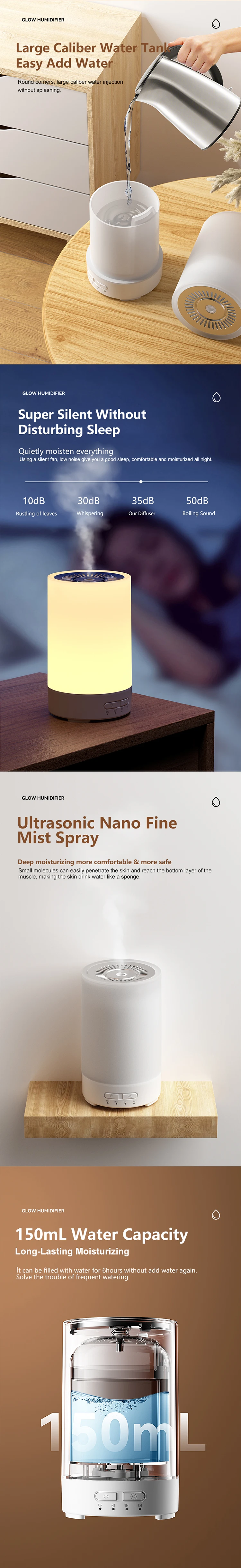 150ml remote control usb power supply ultrasonic silence atomizing air humidifier timeable settings essential oil aroma diffuser-2