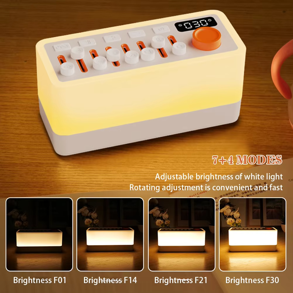 8 Sound Effects 15 Colors Night Light Bedside Lamp Wireless Speaker Rechargeable Portable Fun White Noise With Bluetooth Speaker