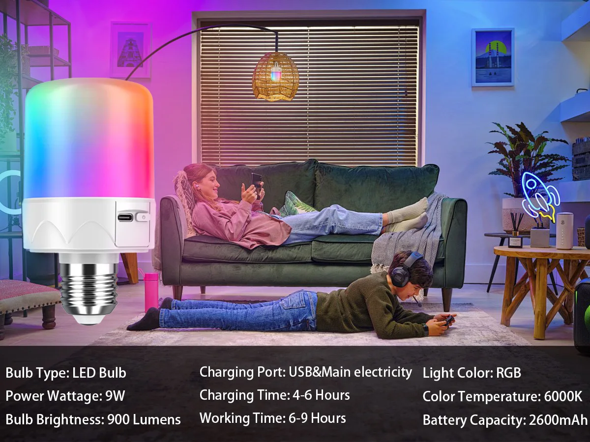magnetic rechargeable wall lamp rgb color remote control dimmable usb detachable emergency light bulb-3