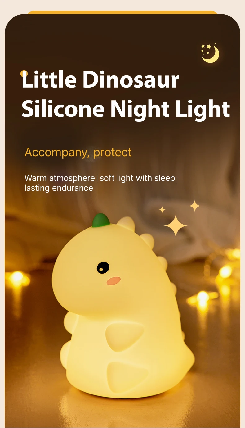led night light dinosaur silicone night lamp usb rechargeable timing bedside table lamp room decor kids baby nightlight gift-1