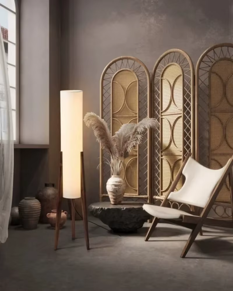 japanese style quiet and zen style floor lamp retro new chinese walnut color living room bedroom tea room designer sofa lamp-19