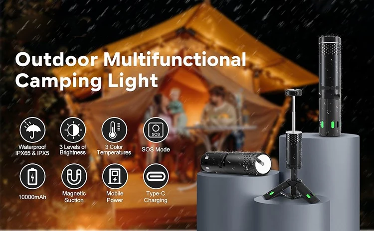 camping light dimming camping lantern with tripod and sos rescue signal adventure hiking emergency portable searchlight-1