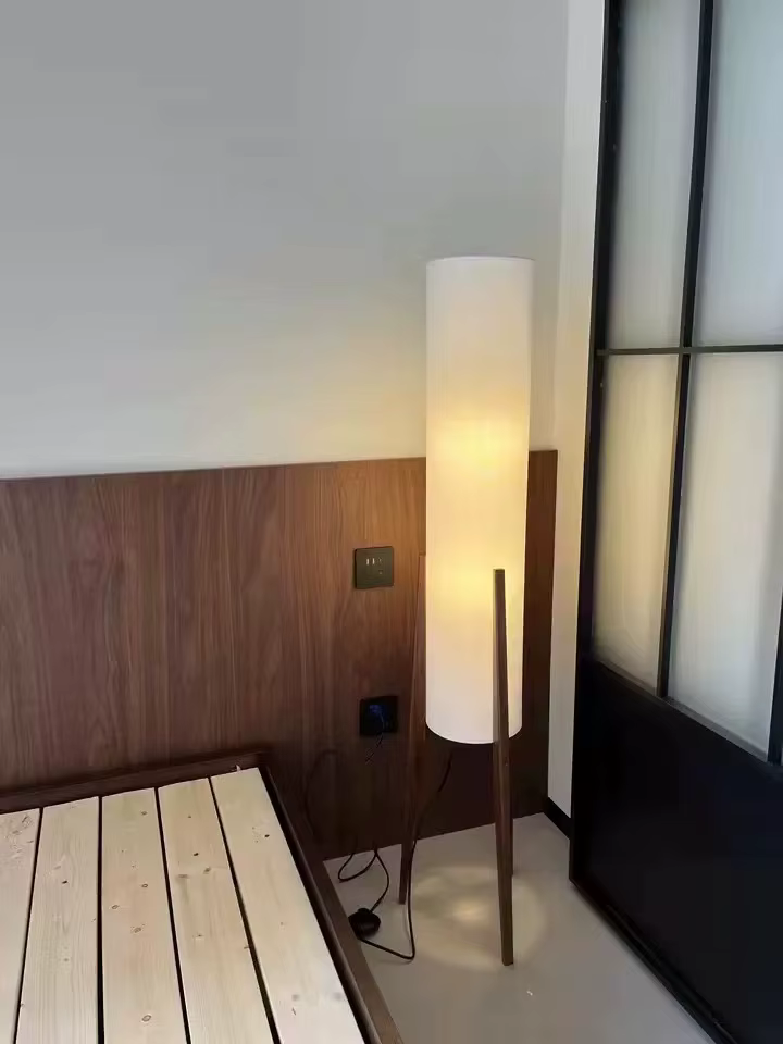 japanese style quiet and zen style floor lamp retro new chinese walnut color living room bedroom tea room designer sofa lamp-6