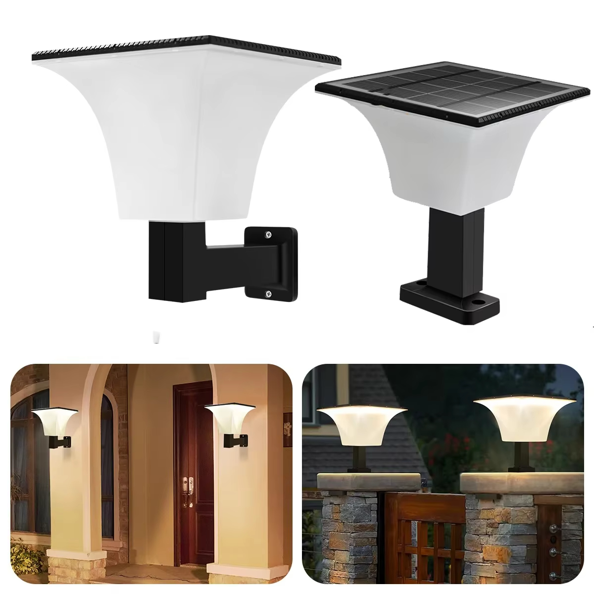 Solar Wall LED Lights with Radar Sensor Outdoor Waterproof Solar Stigma Light Outdoor Porch Light for Garage Entryway Lighting