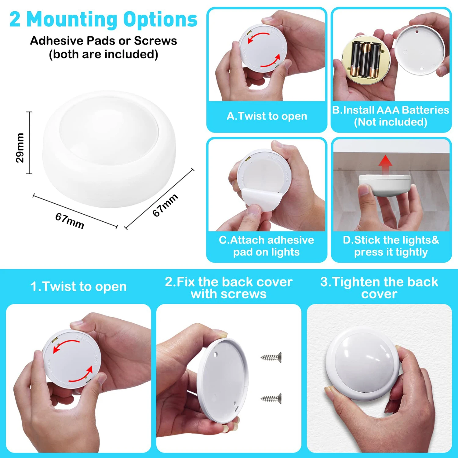 battery powered interior closet light led puck lamp remote control 13 colors decoration for wardrobe under cabinet night light-7