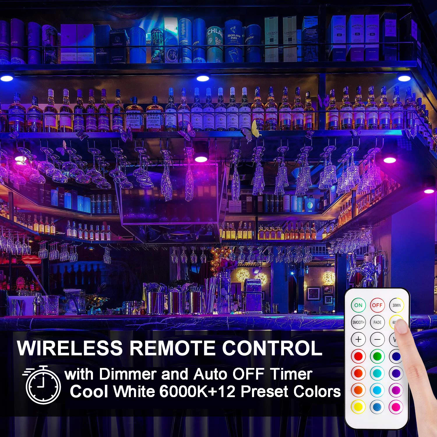 battery powered interior closet light led puck lamp remote control 13 colors decoration for wardrobe under cabinet night light-5