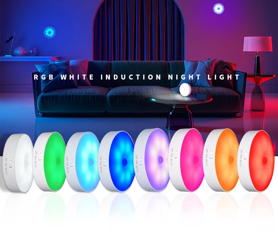 motion sensor light rgb night light usb rechargeable led lamp home room decoration ambient lights -2