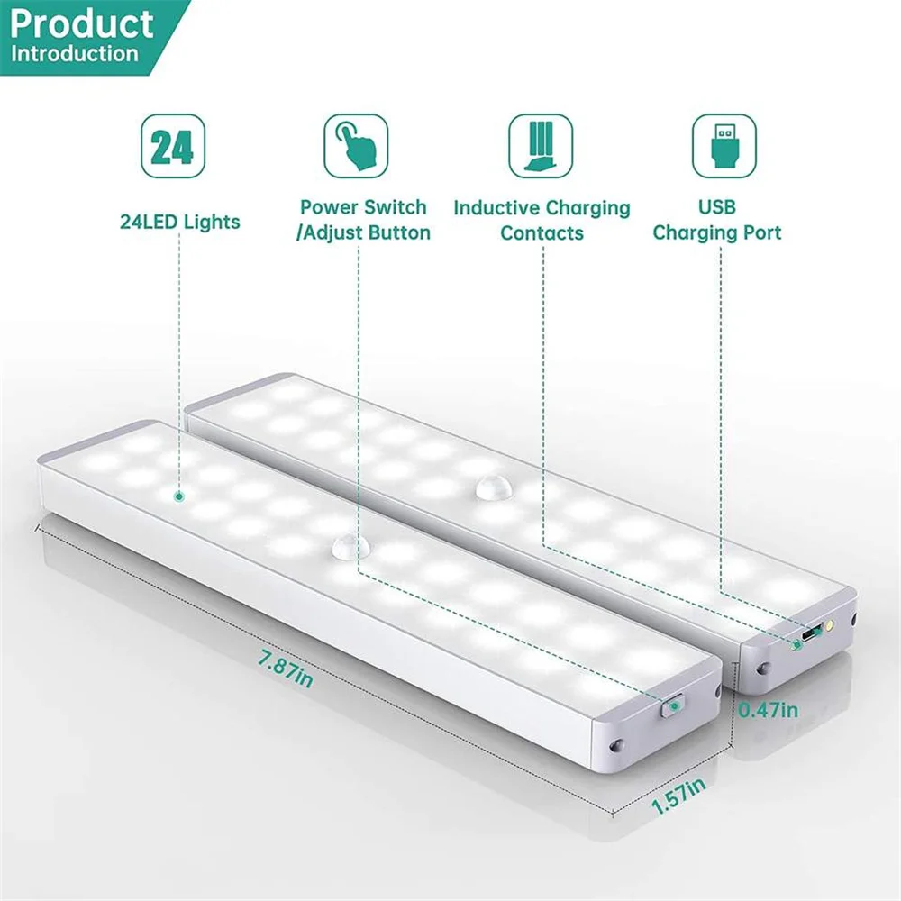 24 led motion sensor closet light charging station remote control usb rechargeable wireless night lamp under cabinet night light-6