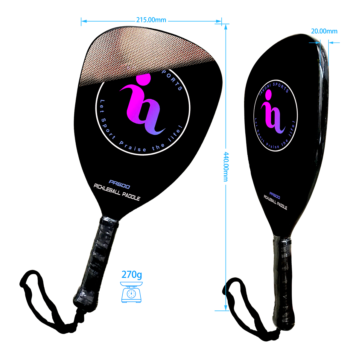 PR08 Carbon Fiber Paper Honeycomb / Aluminum Honeycomb Pickleball Paddle