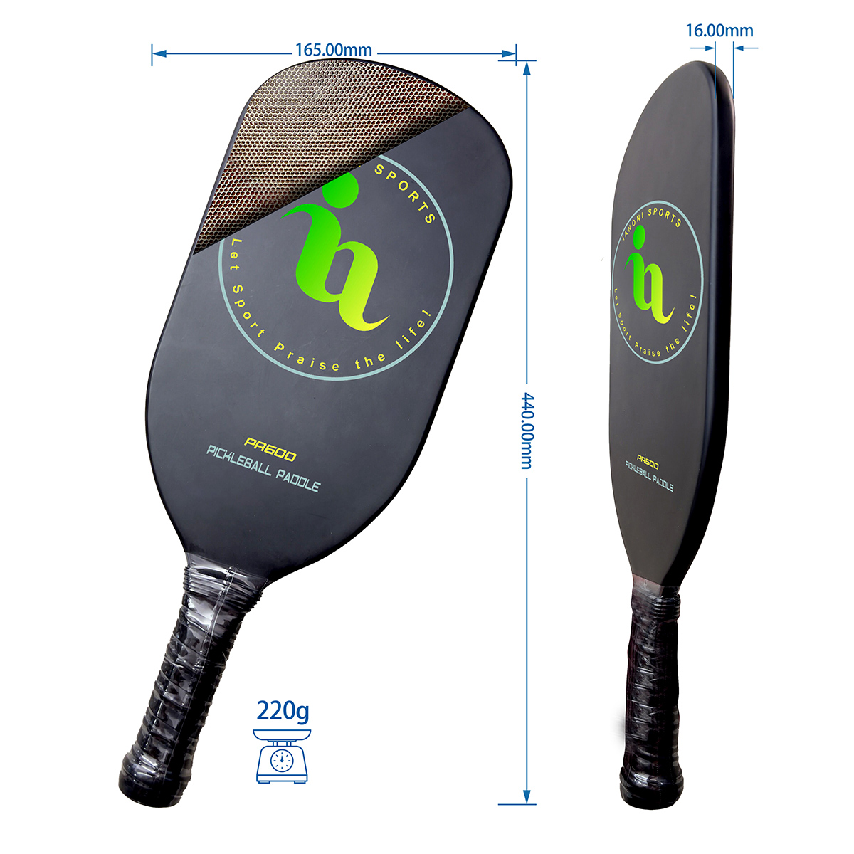 PR07 Carbon Fiber Paper Honeycomb / Aluminum Honeycomb Thermoforming Pickleball Paddle