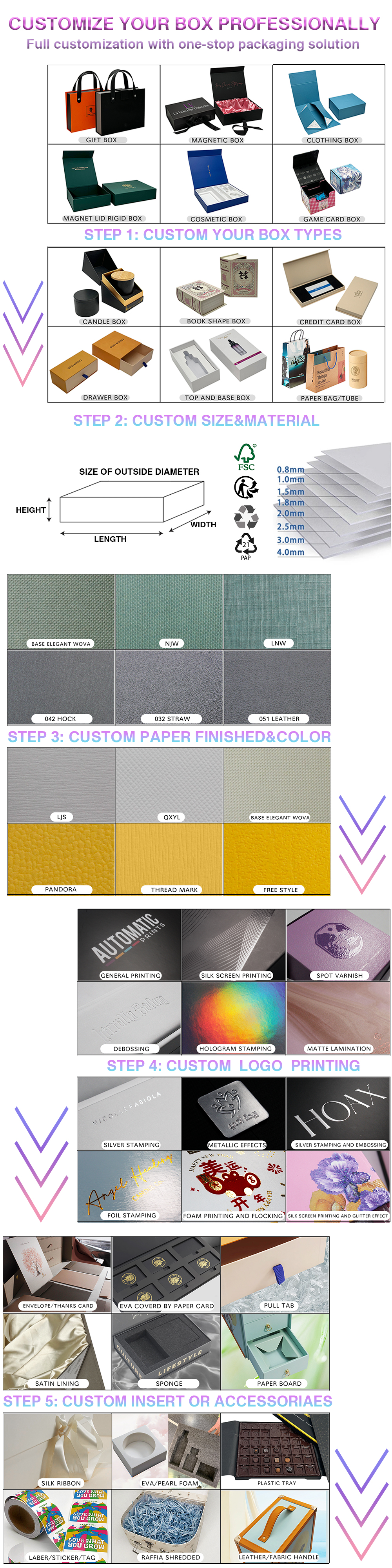 Manufacturer Custom size material Unique Craft Packaging Color Luxury gift box paper for packing