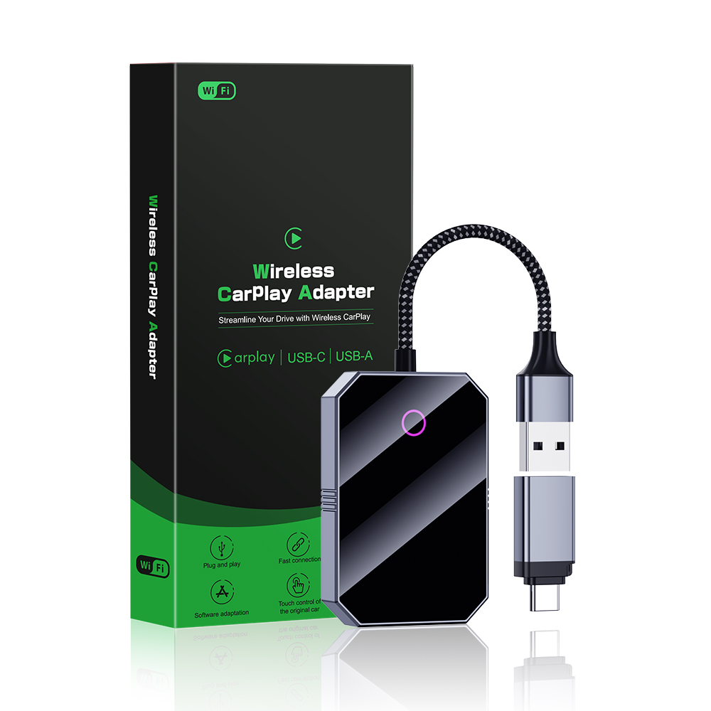 OEM ODM Portable adattatore Wireless Car Play jeu de voiture 2 in 1 Wired to Wireless BT Carplay Dongle adaptateur Adapter Android Box Smart Auto Adapter