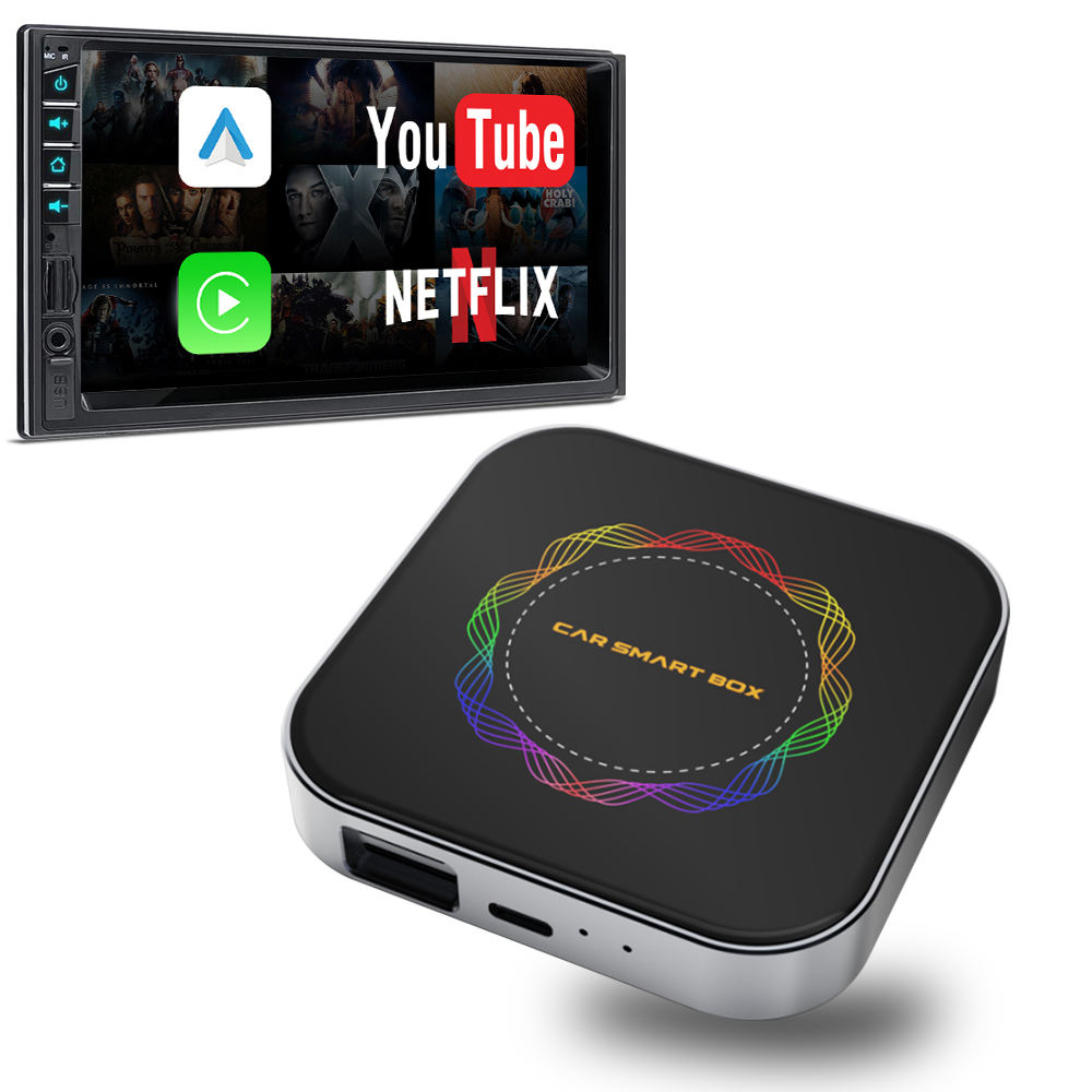 Fuallwin Voice Control Ai Box Car Play Smart Box jeu de voiture sans fil 4+64G scatola ai Wireless Carplay Netflix & YouTube Compatible for IOS Android