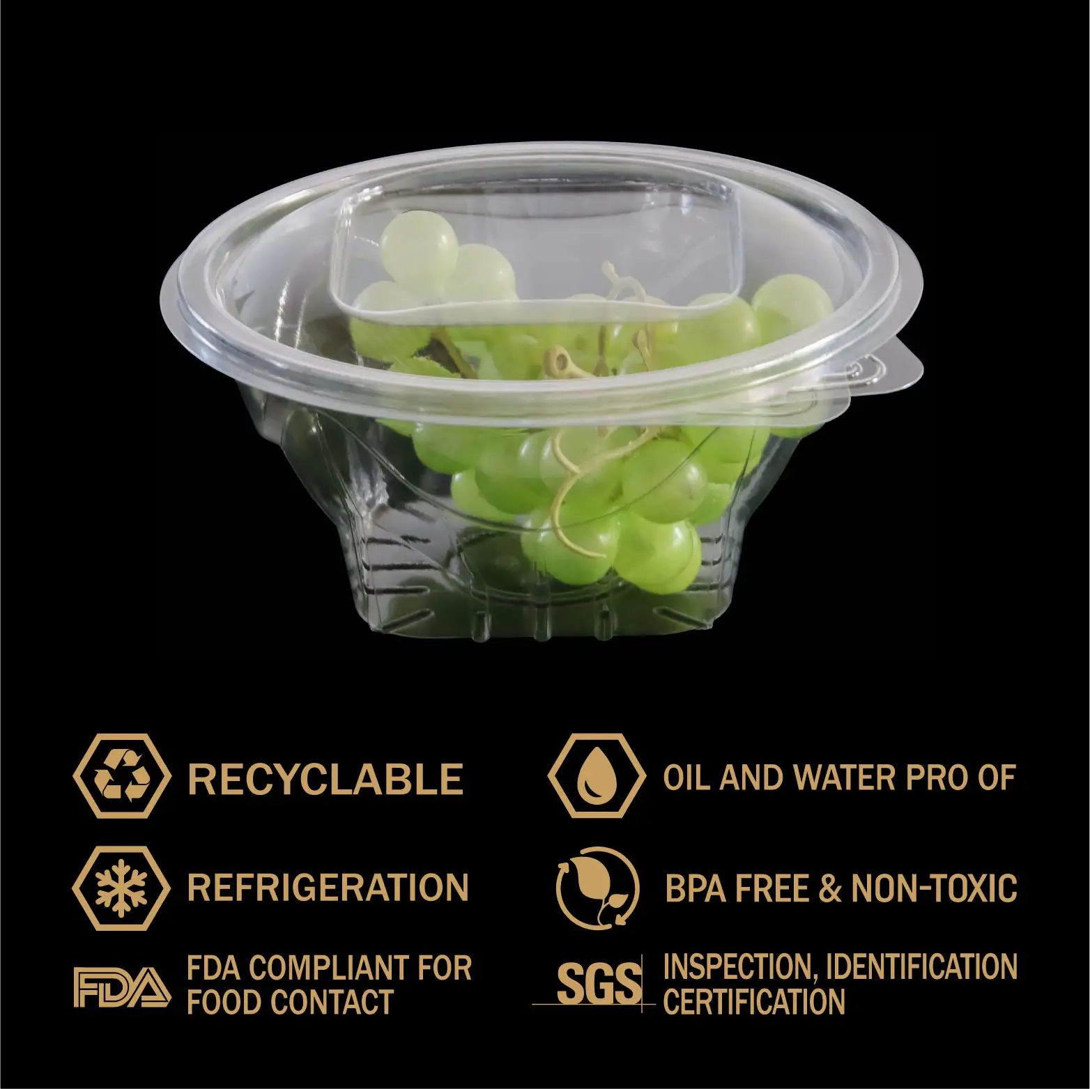 Настраиваемая круглая упаковка PET/RPET для салатной миски