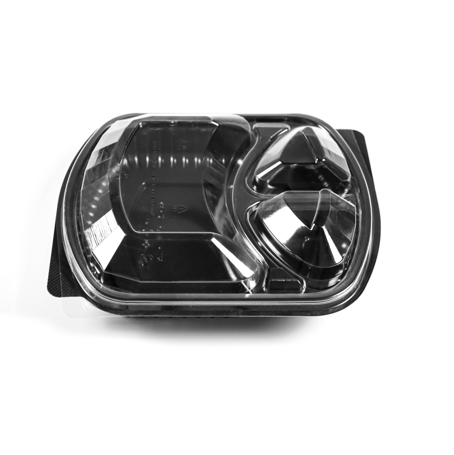 үш бөлімді take-out пакеттеу оптом қара тағам контейнері