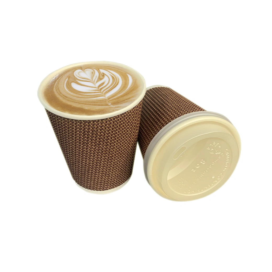 Disposable Double Wall Ripple Papar Cup Milk Tea Coffee Cup Hot Drink Cup