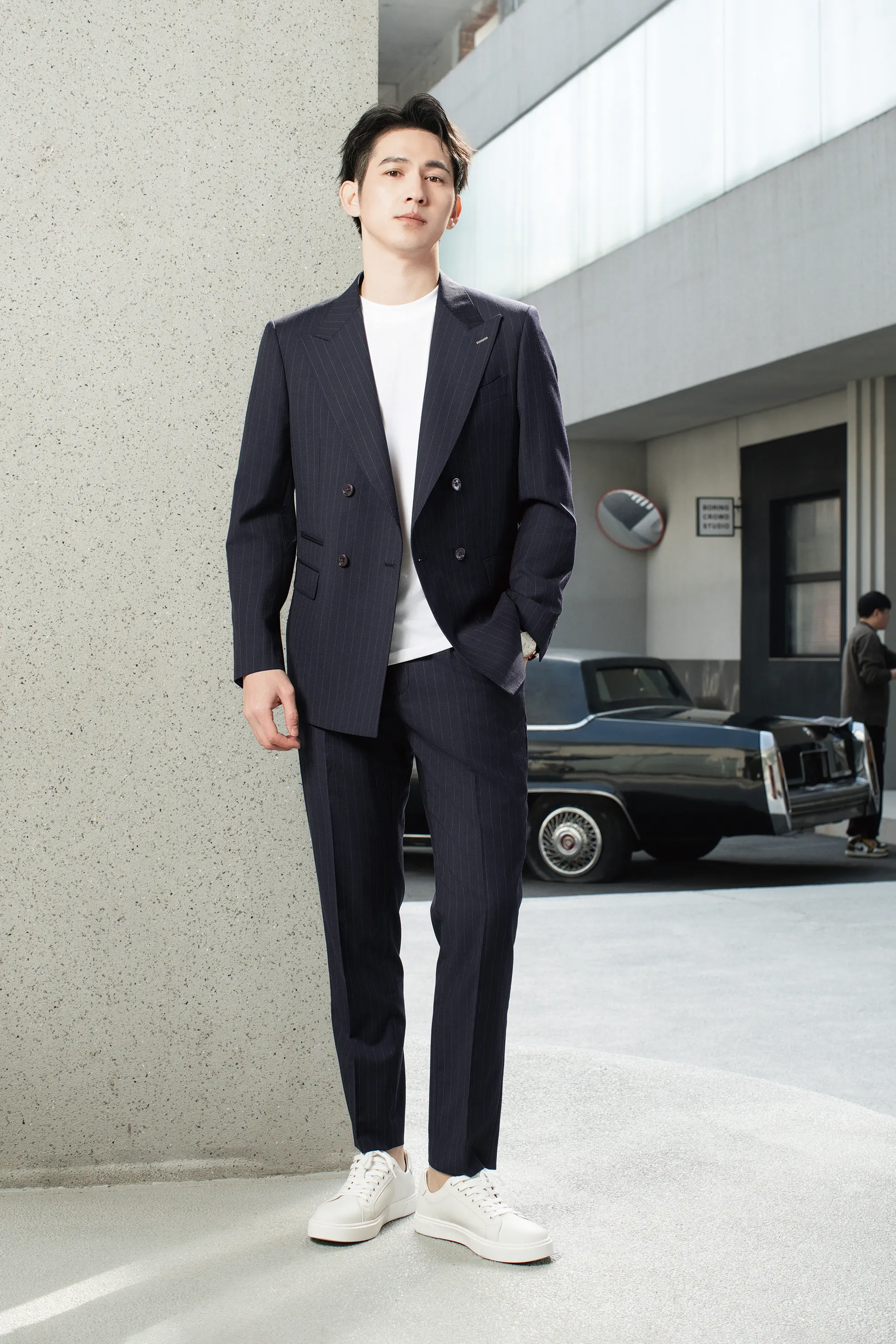 2025 Tuxedo Black Stripe  Suit 8709