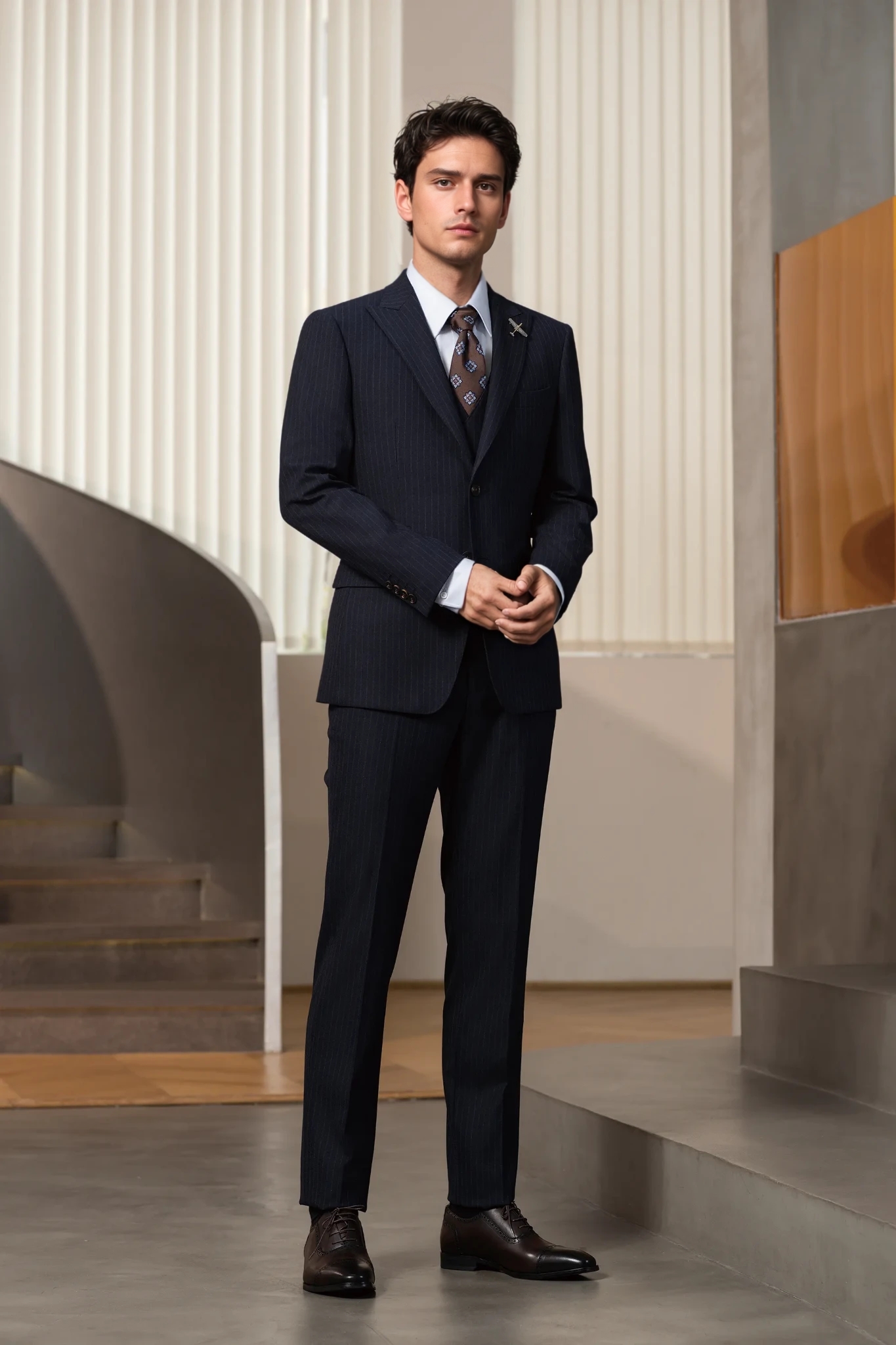 2025 Tuxedo Black Stripe Suit 6601