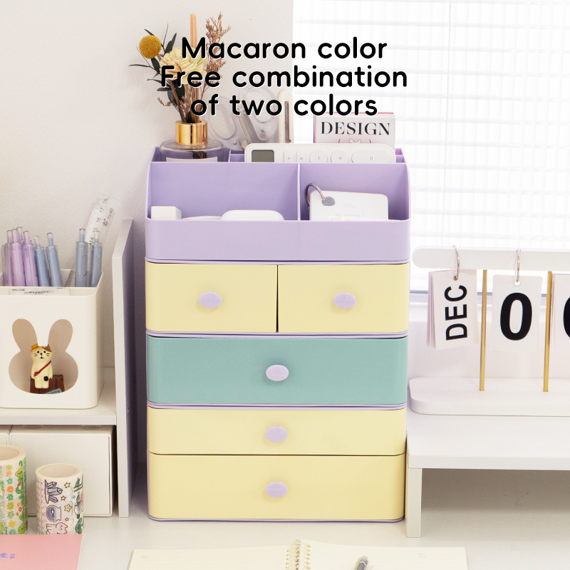 ITEM NO.5013 Factory Household Stackable Desktop Sountertop Sundries Plastic Cosmetic Storage Box Makeup Organizer With Drawer