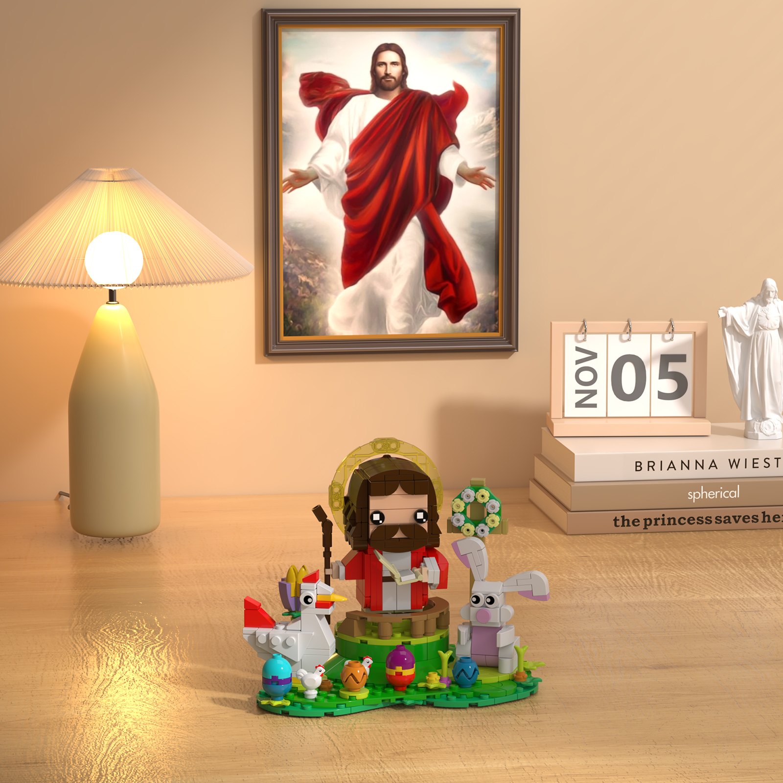 Easter Jesus with Bunny and Chick Building Block Toy Set, Easter Toys as Easter Basket Stuffers and Easter Egg Fillers, Easter Gift for Adults or Kids Boys Girls 6-12