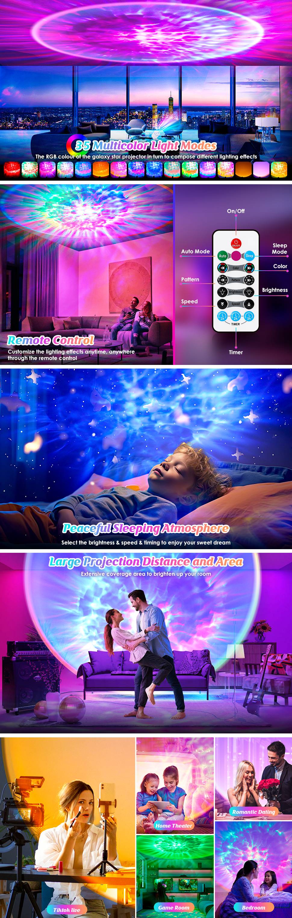 indoor smart lights abs nebula night lights projector lamp with remote control for bedroom-0