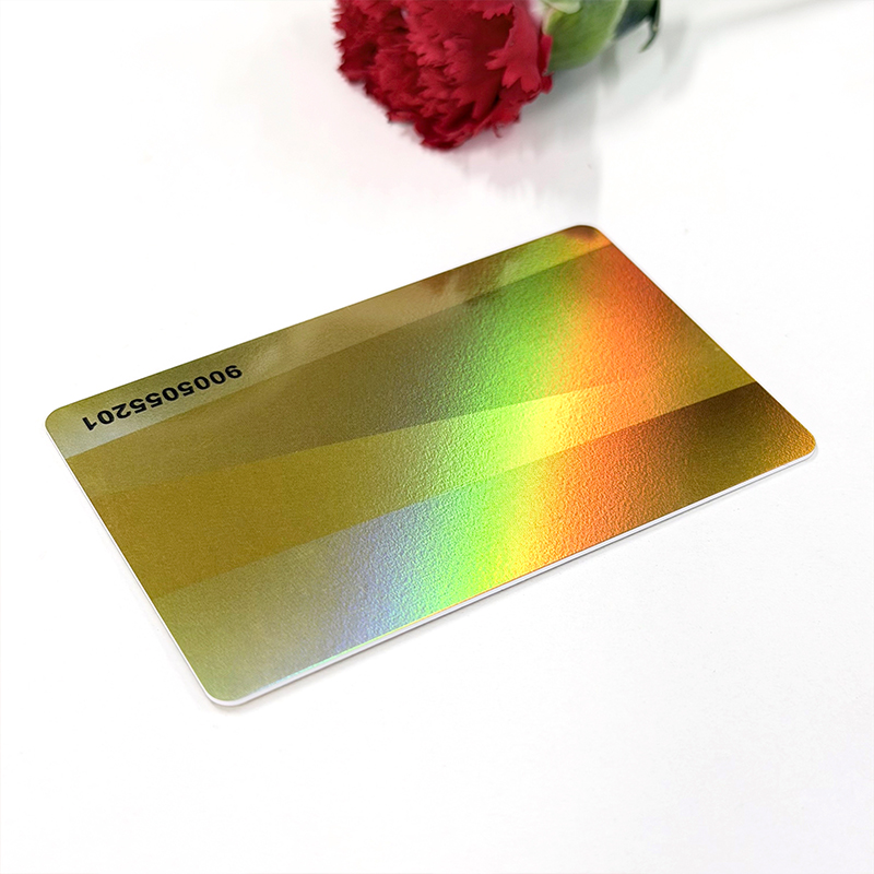 ບັດ RFID ເຮືອງແສງດ້ວຍເລເຊີ່ ບັດ NFC ທີ່ມີການພິມສີຮຸ້ງທີ່ປ່ຽນແປງໄດ້ (Iridescent Rainbow Printing) ບັດ NTAG213, NTAG215, NTAG216 ໃນຈຳນວນຫຼາຍ