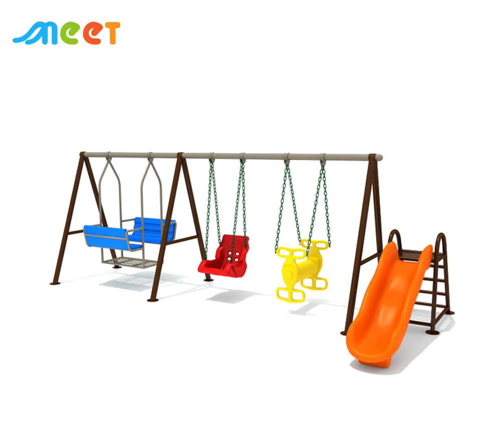 4 Seat Plastic Baby Cradle Rocking Chair Outdoor Swing Slide Combo For Sale MT-QQ011