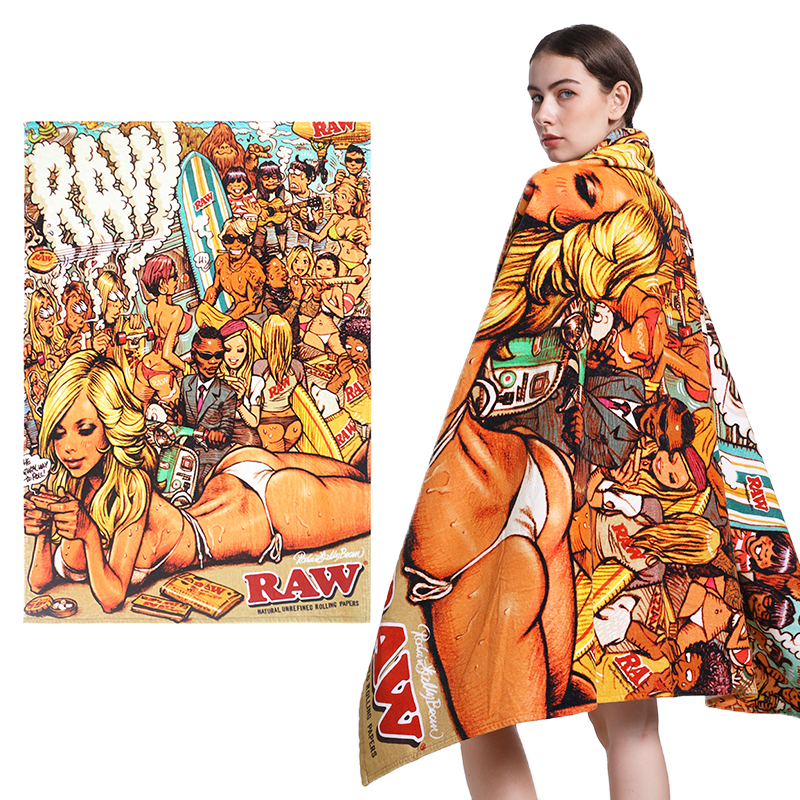 حوله ساحلی چاپی سفارشی اضافه بزرگ 100 درصد پنبه