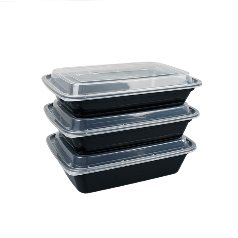 使い捨てプラスチック製電子レンジ対応正方形食品容器、持ち帰り用漏れ防止ランチボックス フタ付き