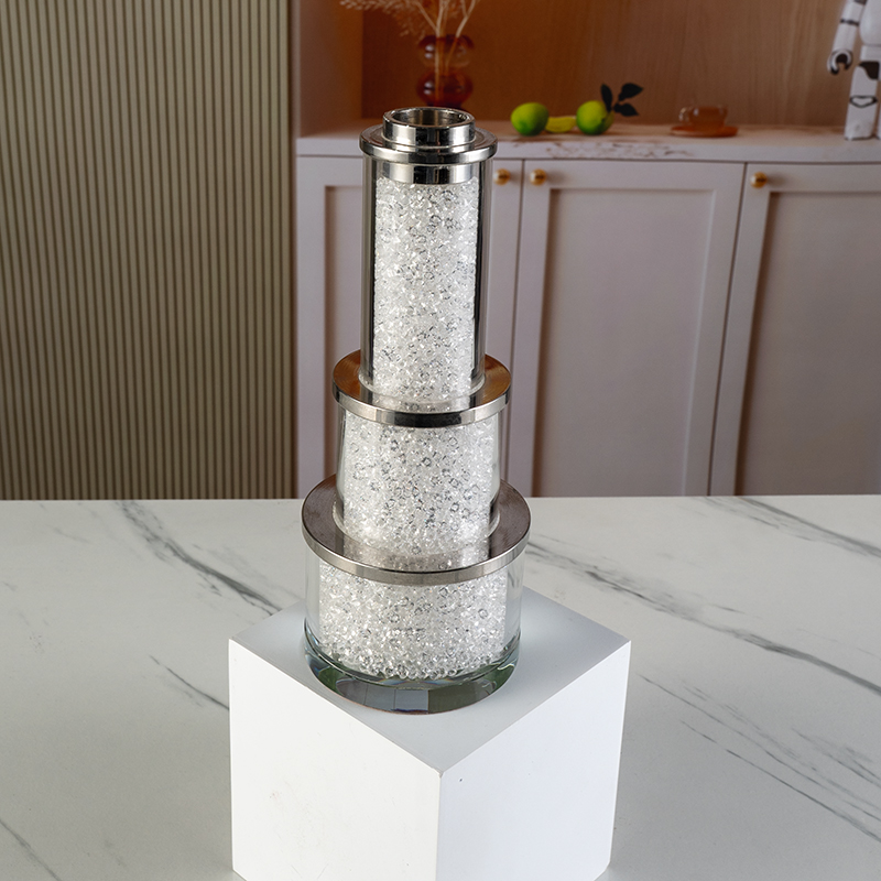 SmallBridge New Wholesale Double layered Crystal Candlestick Diamond Filled Customizable Home Decor