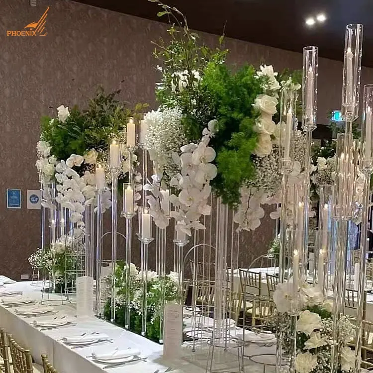 Smallbridge CrystalElegant 10 Arm Tall Glass Crystal Candelabra Candle Holders Centerpieces for Wedding Decoration Wholesale
