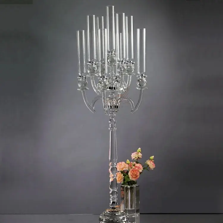 SmallBridge Crystal Top Sale Wedding 9 Arms Crystal Candelabra Candle Holder for Wedding on Sale