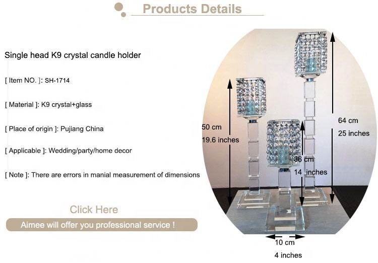 SmallBridge Factory Price Wholesale Single Head square Base Crystal Beaded Candle Holder Flower Centerpieces for Wedding Decoration