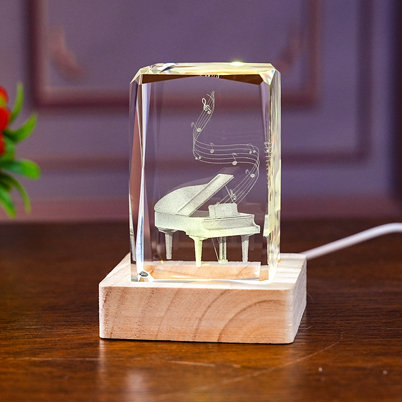 Crystal square body carved piano, birthday gift for girlfriends, living room decoration, can be customized or wholesale