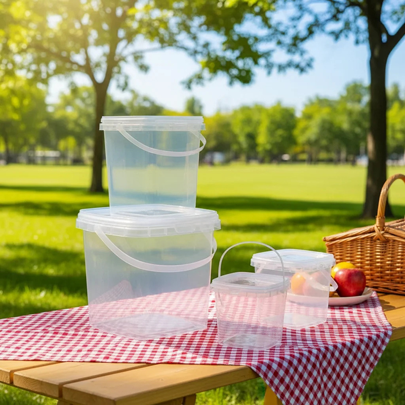Fabrieksgroothandel Vierkante Emmers van Voedselkwaliteit, Verpakkingen voor Huisdierenvoer, Transparante en Ondoorzichtige Emmers met Handvatten en Deksels