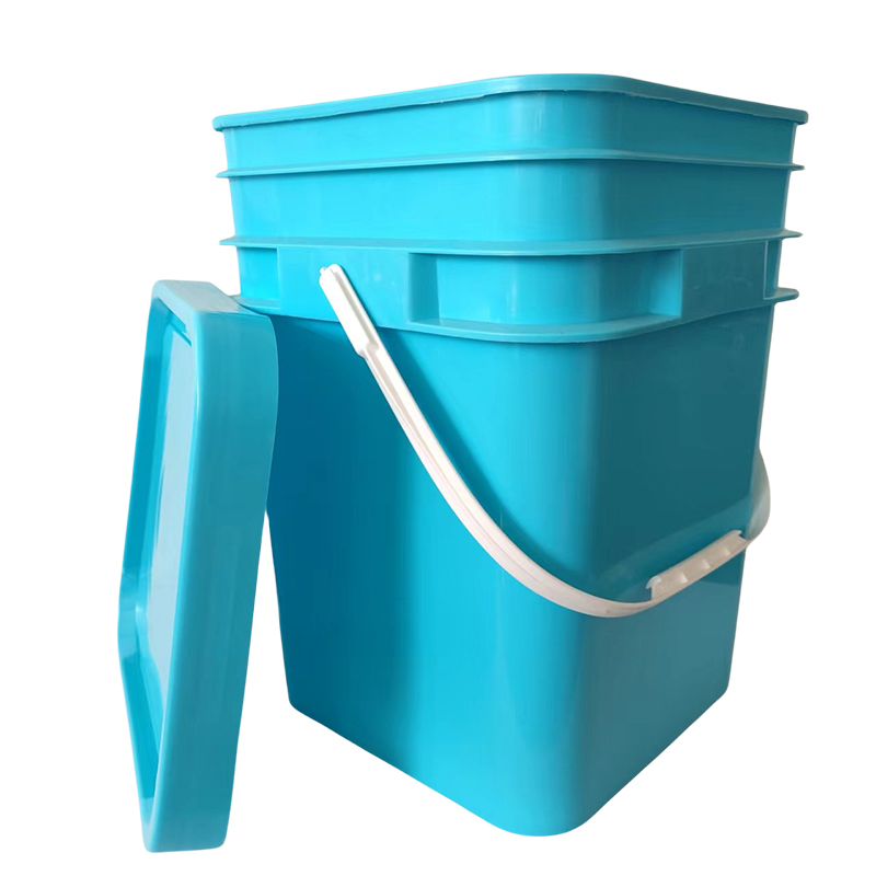 20L Empty Paint Buckets Plastic Pail with Lids Square Plastic Barrel