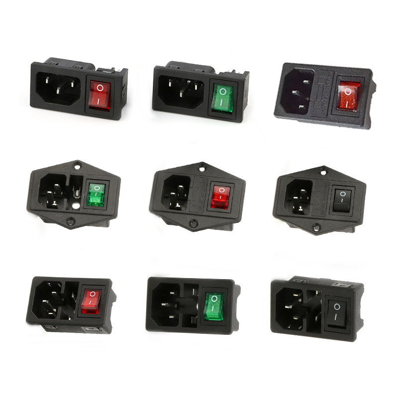 C-14-F16A Switch Power Socket 10A Fuse Three in One Switch Power Socket with KCD4 Integrated Power Socket Adapter Power Connector Copper