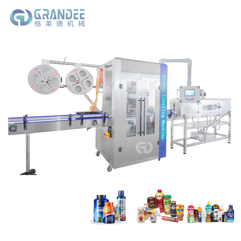 Automatická mašina na navlečení etiket se slepivým tunelem na lahve s párovým ohřevem