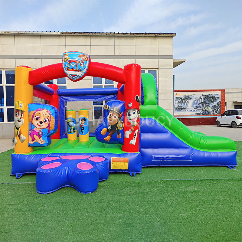 paw patrol Мини Надуваем Комбо за Празник с Батут и Левче с Трамплин за Деца