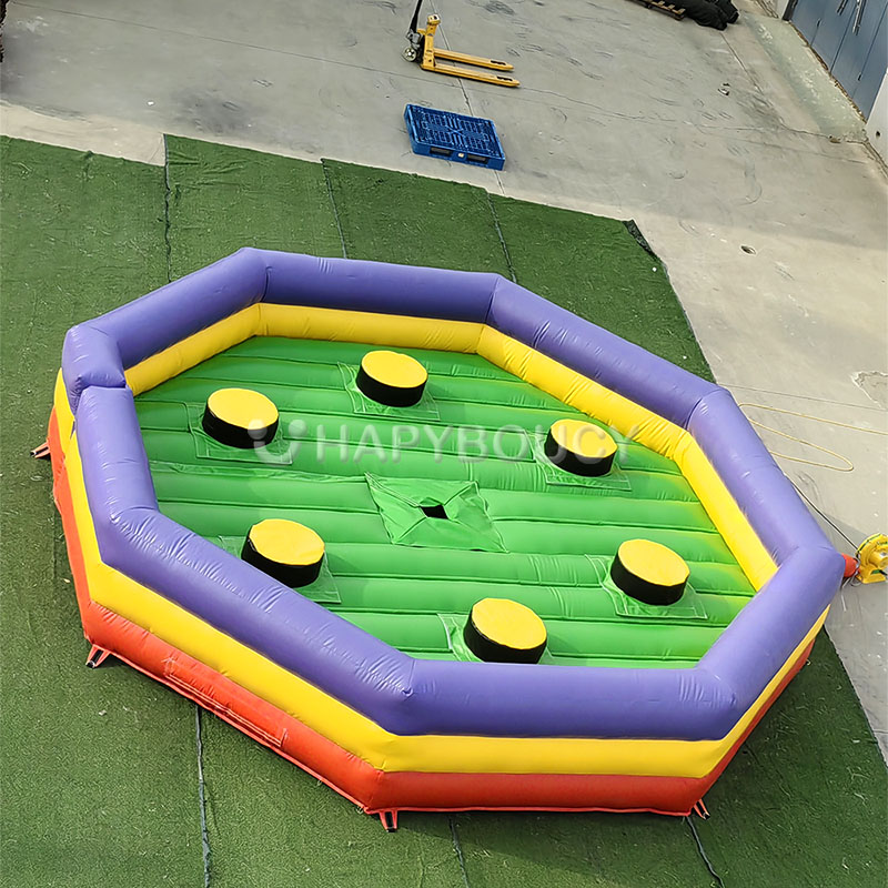 Outdoor Inflatable Interactive Game Meltdown Sport Game Bouncy Mat Rotating Obstacle Game