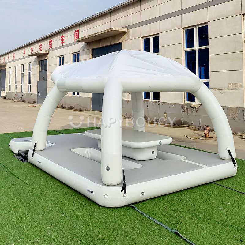 Партийна Надуваема Острова с Рафт, Платформа и Бар за Пливане с Чадър за Взросли