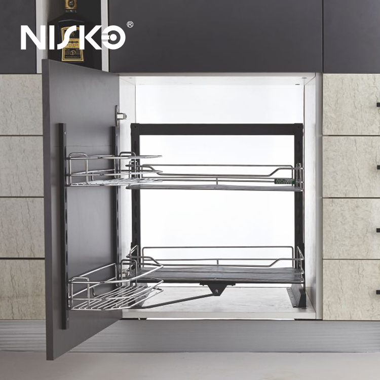 NISKO Minimum Opening Kitchen Storage Corner Wire Basket 