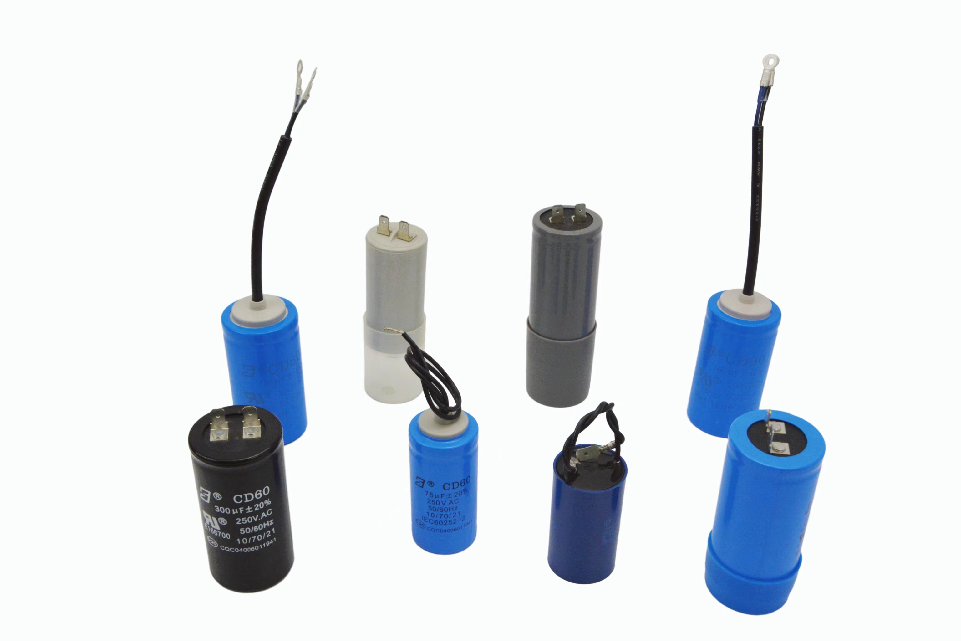 CD60 250 V, 75 µF, startkondensator för motor med två PVC-kablar, kondensator för vattenpump