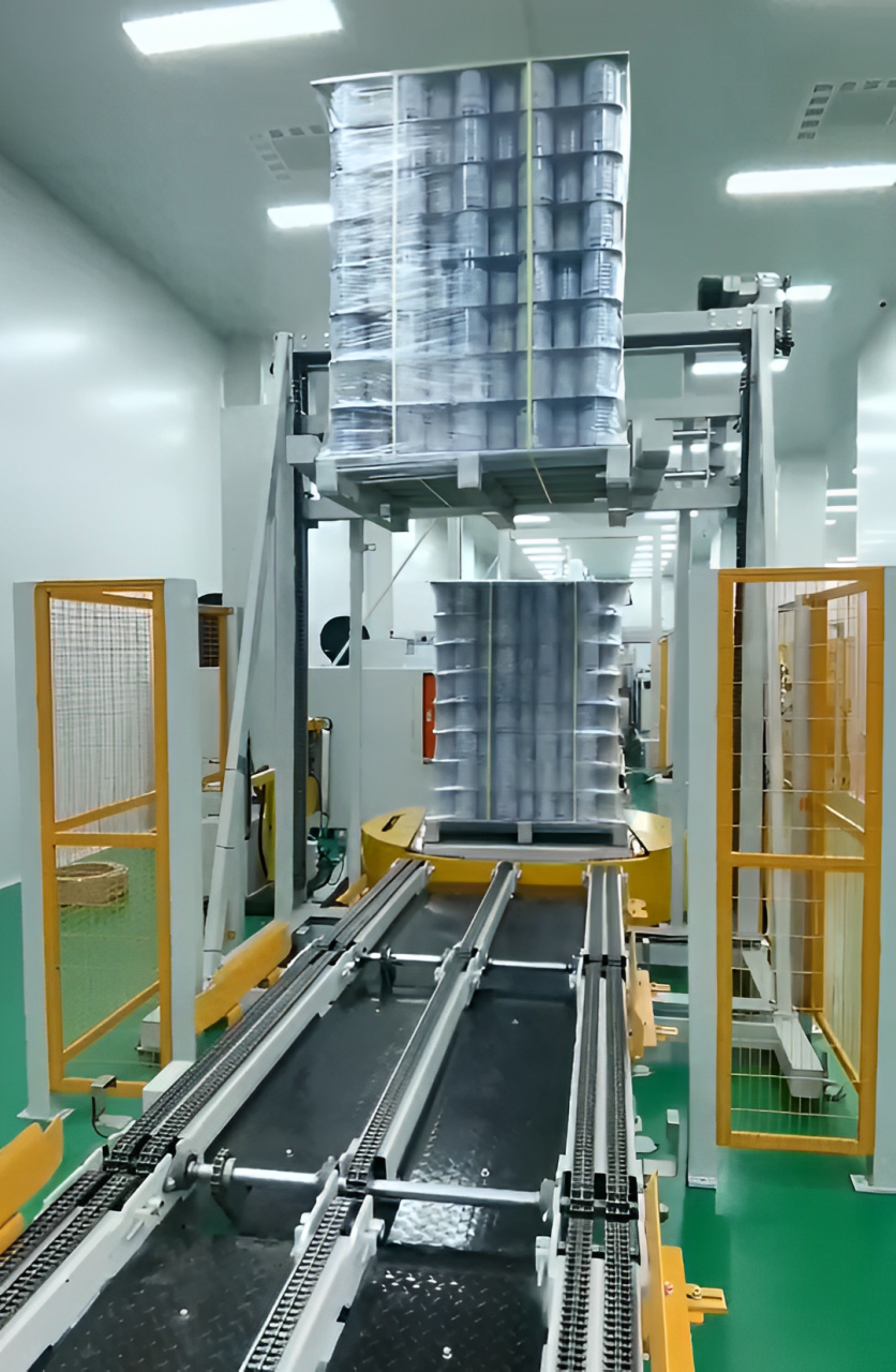 Can Making Pallet Stacker Machine High-Speed and Fully Automated Stacking Pallet Solution,Rectangular Round Metal Container Packaging End Palletizer Series,Aluminum Beverage Can Line Equipment Supplier, Robot Tinplate Pallet Stackable Machinery 