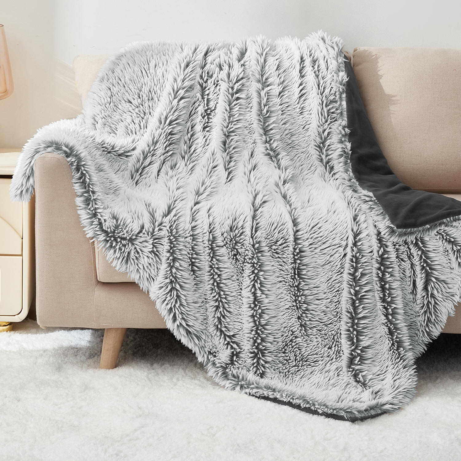 Pălărie decorativă de lux fără scame din blană sintetică moale