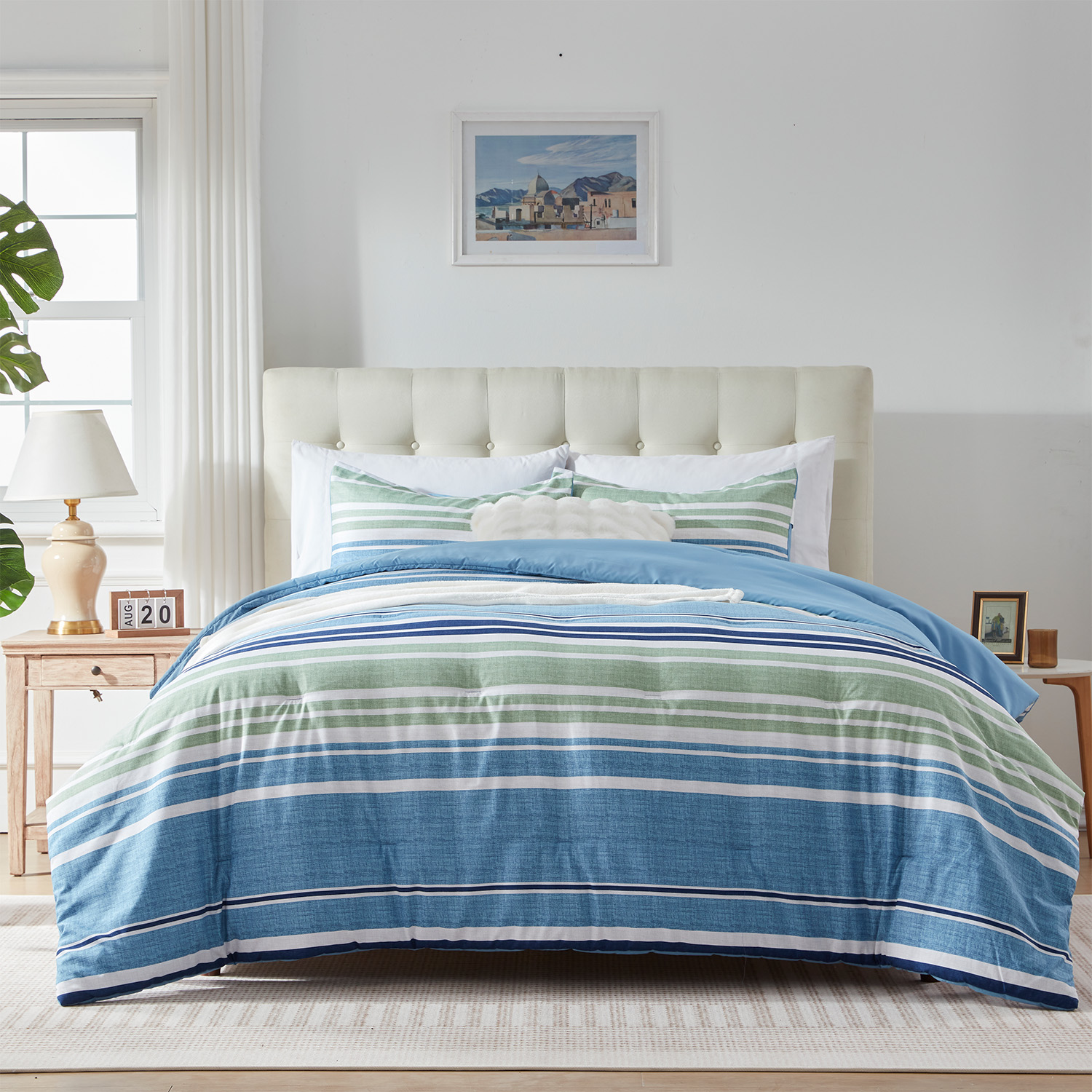 Set de pălării albastre cu dungi imprimare digitală 100% poliester